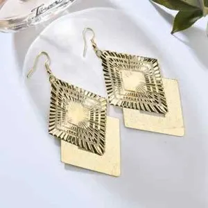Authentic Celestial Rhombus Geometric Dangle Earrings