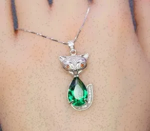 Authentic The Feline Gaze: Emerald and Diamond Talisman of the Sacred Cat