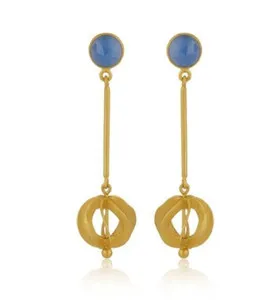 Authentic Ethereal Azure Bloom: Chalcedony Gold-Plated Talismans
