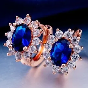 Authentic Celestial Azure Hoop Earrings: A Symphony of Rose Gold and Starlit Wisdom