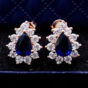 Authentic Celestial Midnight Pear Studs: Ethereal Rose Gold Talismans