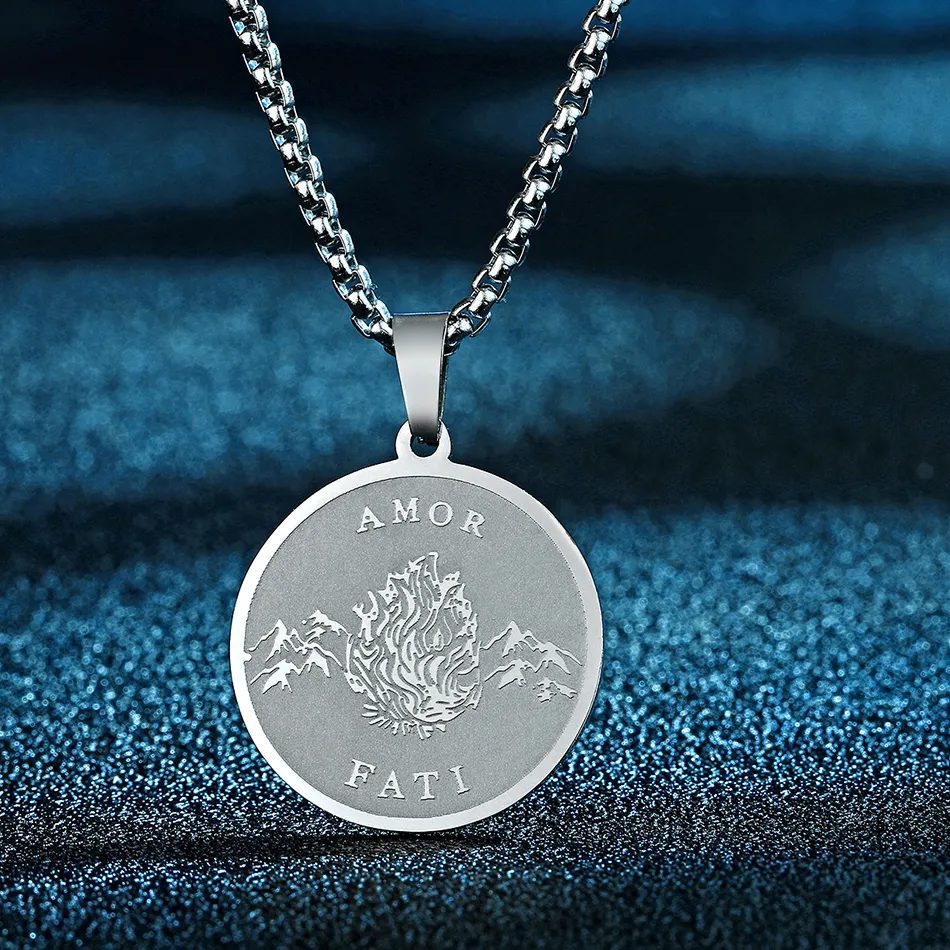 Authentic Todorova Handmade Simple Amor Fati Stoic Pendant Necklace For Men Memento Mori Choker Birthday Jewelry