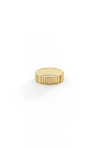Authentic Gold Ribbed Band Minimalist Jewelry Plain Gold Ring Gold Plated 925 Silver Ring