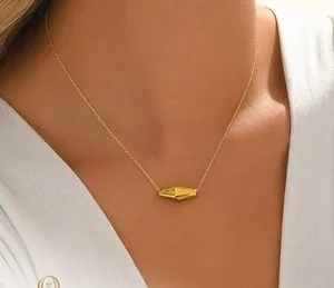 Authentic Palestinian Olive Seed Necklace Gold Plated Minimalist Pendant Chain Jewelry