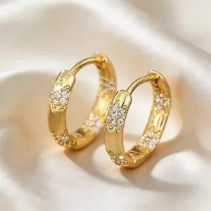 Authentic Celestial Halo 18K Gold Plated CZ Huggie Hoop Earrings
