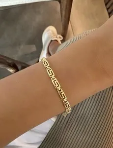 Authentic Eternal Labyrinth Greek Key Gold Talisman - Infinite Flow & Protection Bracelet