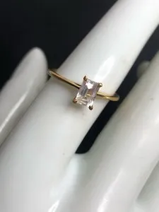 Authentic 4443 Vermeil Gold plated sterling 925 minimalist solitaire ring sz 7