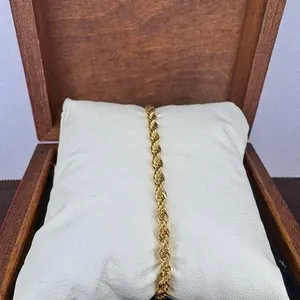 Authentic Elegant 4mm Rope Bracelet 8 Inch 14k Gold Plated Classic Minimalist Chain