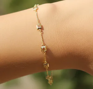 Authentic Minimalist Gold Plated Bracelet Dainty Chain Designer Bracelet for Women