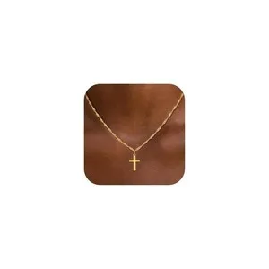 Authentic 18K Gold Plated Cross Necklace Women Dainty Minimalist Pendant Small Cross Charm