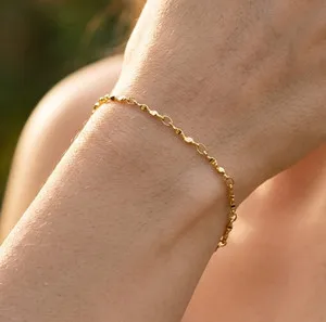 Authentic Boho Minimalist Gold Tone Chain Bracelet | 18K Gold Plated Designer