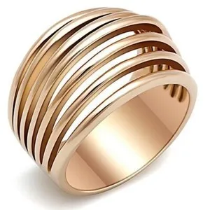 Authentic Cocktail Minimalist Rose Gold Plated Elegant Multi-Band Ring