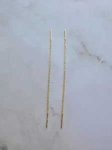 Authentic 14K Gold Plated Threader Earrings Dainty Minimalist for Women