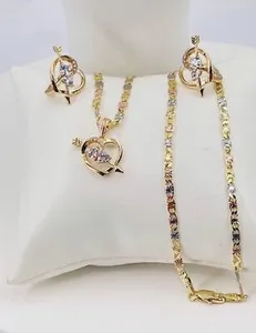 Authentic Corazón Del Amor Conjunto Oró Laminado Italiano/Italian Gold Plated Love Heart