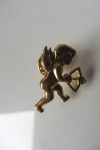 Authentic Pierre Lang Pin, Amor, Schütze, Beautiful PL Brooch, Gold-Plated With Stone