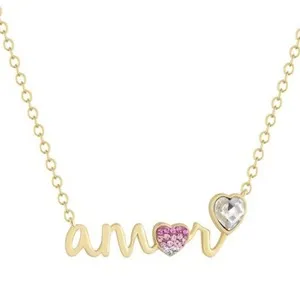 Authentic Crystal Collective Gold Plated "Amor" Heart Necklace Valentines Day BOX