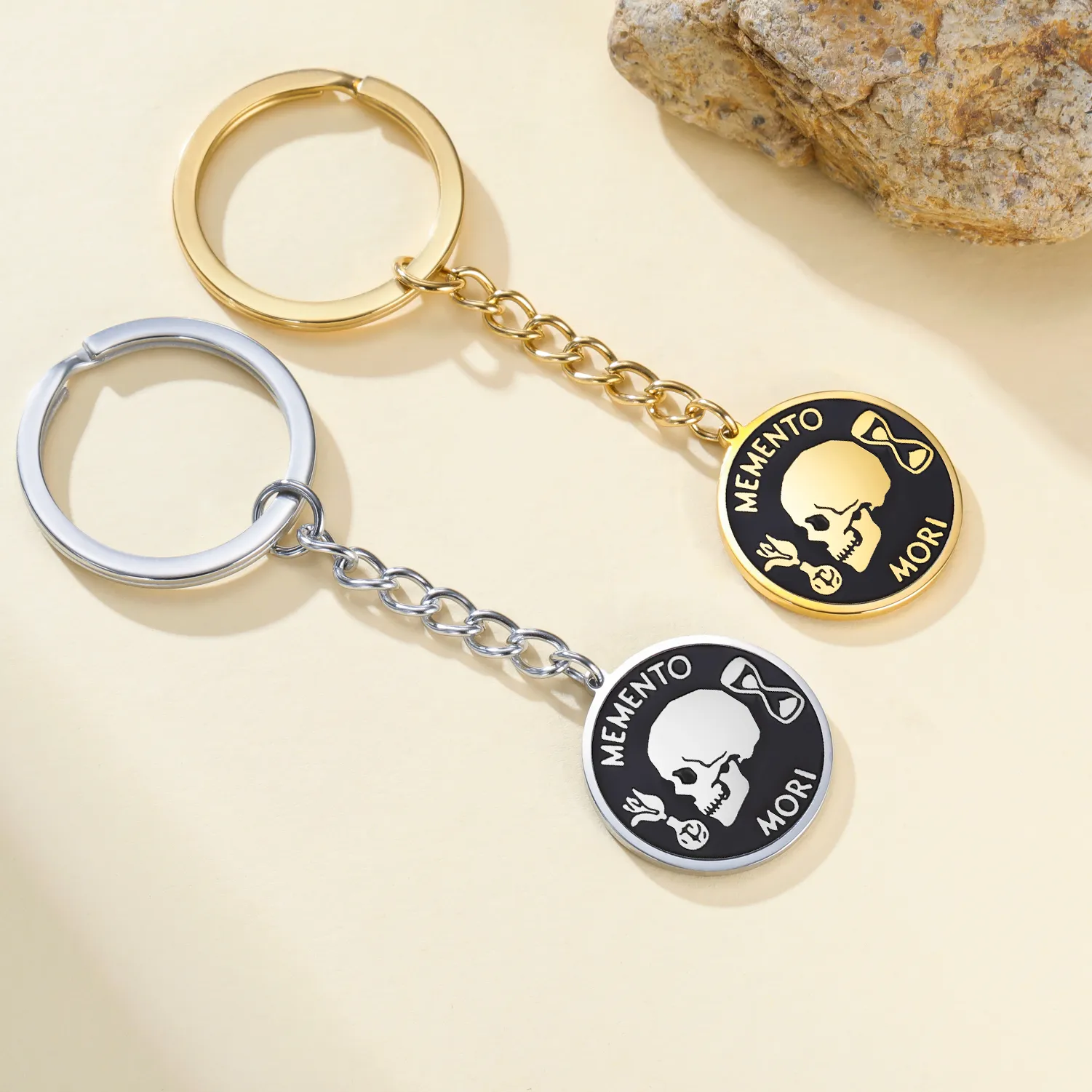Authentic LIKGREAT Amor Fati Engraved Pendant Keychain Latin Quote Fate Amulet Key Ring Lucky for Men Women