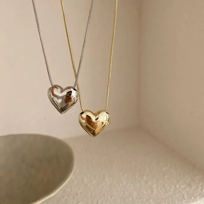 Authentic Gothic Heart Love Pendant Necklace for Women 2022 Korean Vintage Party Jewelry Birthday Kpop One Piece Chain Choker