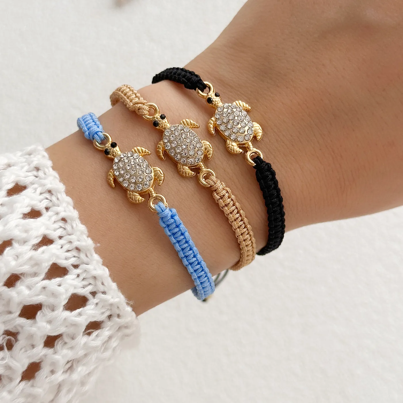 Authentic Tides of Serenity - Rhinestone Encrusted Sea Turtle Talisman and Braided Mystic Cord