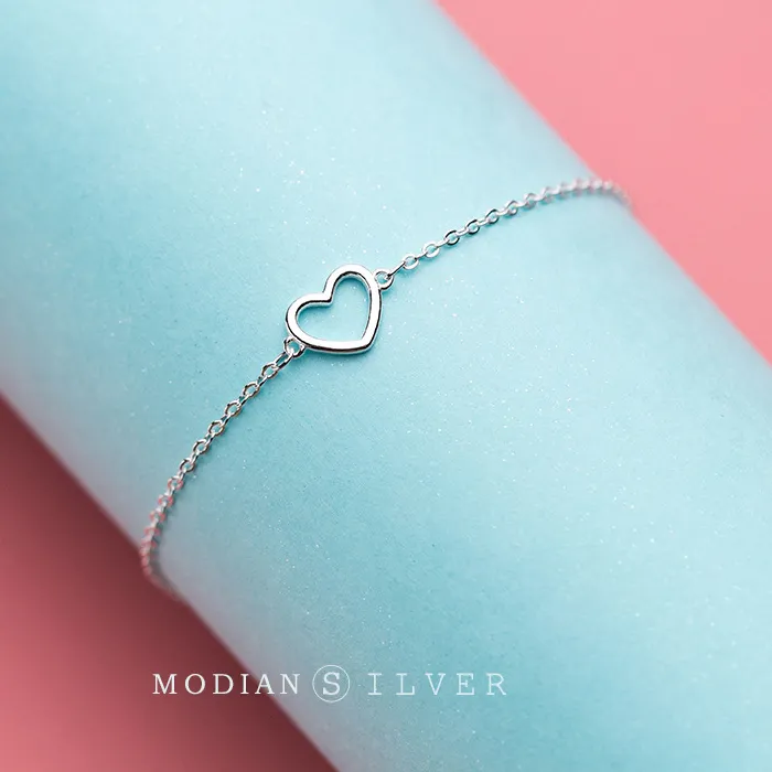 Authentic Modian Romantic Heart Bracelet for Women Real 100% 925 Sterling Silver Fresh Lovely Gifts Anti-allergy Fine Jewelry