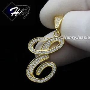 Authentic 925 STERLING SILVER ICY BLING CZ GOLD PLATED 26 INITIAL LETTERS PENDANT*GP175