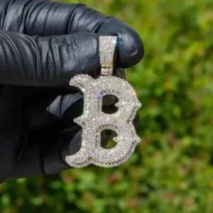 Authentic Celestial Beacon: The 3Ct Moissanite Sacred Initial B Talisman in 14K Gold