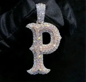 Authentic Celestial Monogram Vanguard - 2Ct Brilliant Moissanite Custom Initial Sigil Pendant in 14K White Gold Illumination