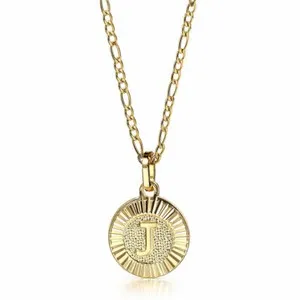 Authentic Custom Cipher Initial Talisman - Sacred Identity Gold Plated Pendant with Figaro Link Chain