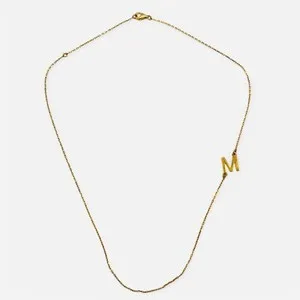 Authentic Celestial Monogram 'M' Sideways Initial Talisman - 14k Gold Plated Sterling Sacred Identity Amulet
