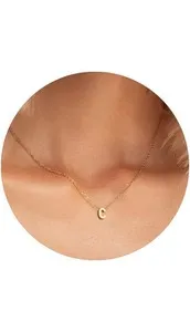 Authentic Initial Necklace: 18K Gold Plated Personalized Tiny Letter Name Pendant