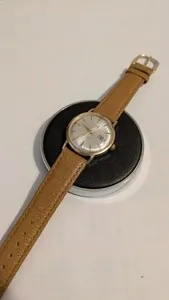 Authentic Oris 32.5 mm 10 Micron Gold Plated Watch Manual Wind On Pigskin Leather Strap