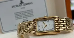 Authentic The Golden Hourglass: Jacques Lemans 10 Micron Gold-Plated Rectangular Timepiece