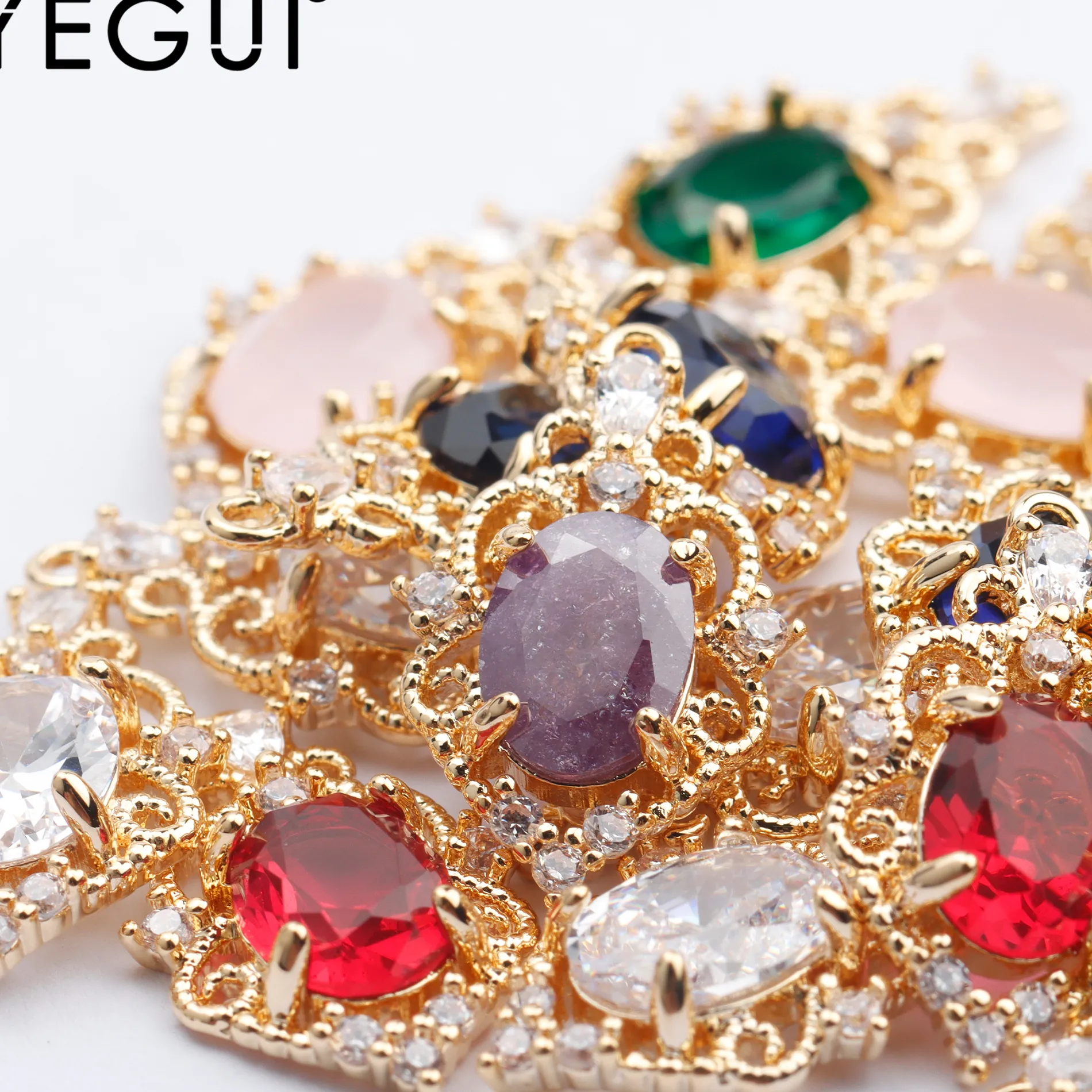 Authentic YEGUI M767,jewelry accessories,18k gold plated,0.3 microns,zircon pendant,jump ring,jewelry making,diy earring,10pcs/lot