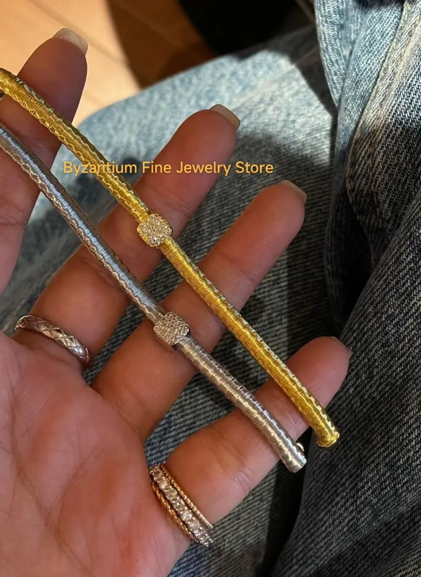 Authentic Ins Trendy 925 Silver Moissanite Snake Chain Bracelet 1 Micron 18K Gold Plated Flat Serpent Chain Bangle Jewelry