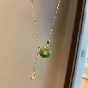 Authentic Eternal Harmony Jade Donut and Safety Buckle Talisman - 18k Gold-Plated Shield of Fortune