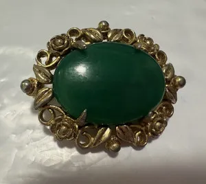 Authentic Verdant Bloom Victorian Talisman - Sacred Chalcedony Heart-Centering Brooch