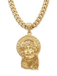 Authentic The Sovereign Radiance Divine Savior Jumbo Medallion and Sacred Cuban Chain