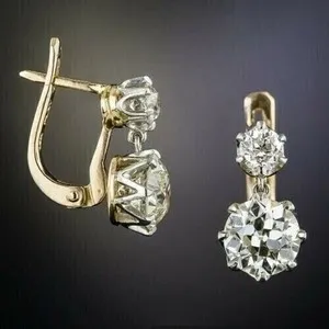 Authentic Gilded Echoes of the Roaring Era - Art Deco Diamond Drop Talisman Earrings