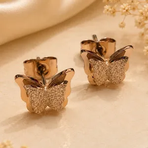 Authentic Ethereal Metamorphosis Studs - 18k Rose Gold Butterfly Talisman for Spiritual Awakening