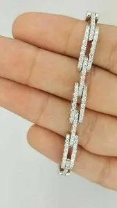 Authentic Vintage Style Created Diamond Chain Bracelet 14K White Gold Plated 7.5"