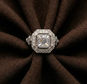 Authentic Celestial Radiance Asscher Cut Moissanite Halo Talisman of Eternal Union