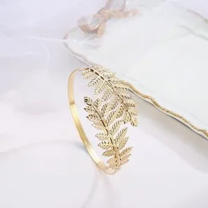 Authentic Elegant Punk Style Gold-plated Leaf Women's Open Mwali