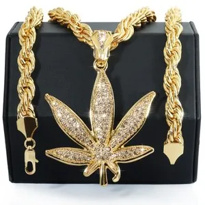 Authentic 14K Rope Chain 10mm 20" & 24"In | Large Weed Marijuana Gold Plated Hip Hop Style