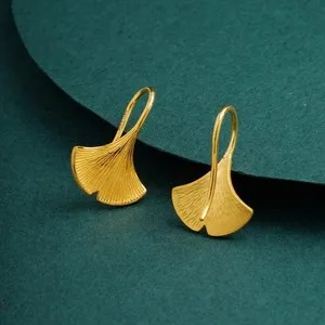 Authentic Gilded Ginkgo Wisdom Earrings - Sacred Vessels of Resilience and Vitality