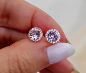 Authentic Ethereal Morganite Halo Studs - Celestial Love and Heart Chakra Activation
