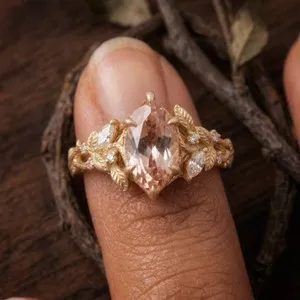 Authentic The Ethereal Blossom - Morganite and Moissanite Sacred Union Ring