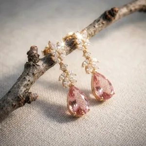 Authentic Celestial Blush Morganite Pear Drop Talismans - Ethereal Heart-Opening Gold Amulets