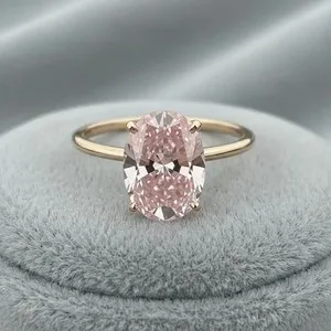 Authentic 1.50Ct Oval Cut Simulated Peach Morganite Solitaire Ring 14K Yellow Gold Plated