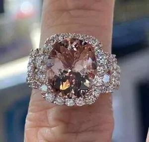 Authentic Celestial Blush Morganite Halo Ring - Eternal Heart Resonance Amulet