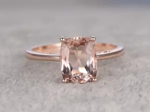 Authentic 1ct Lab-Created Champagne Morganite Solitaire Engagement 14k Rose Gold Plated